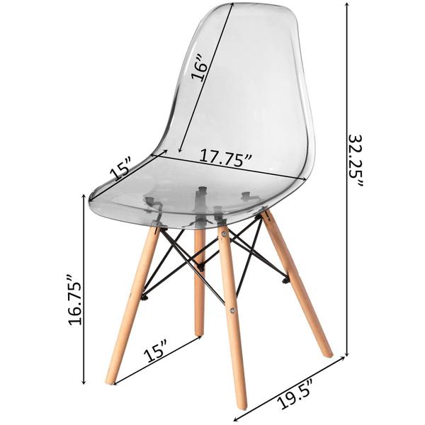 Imagem de Conjunto com 4 Cadeiras de jantar Eames Chair em Acrílico na cor Cinza