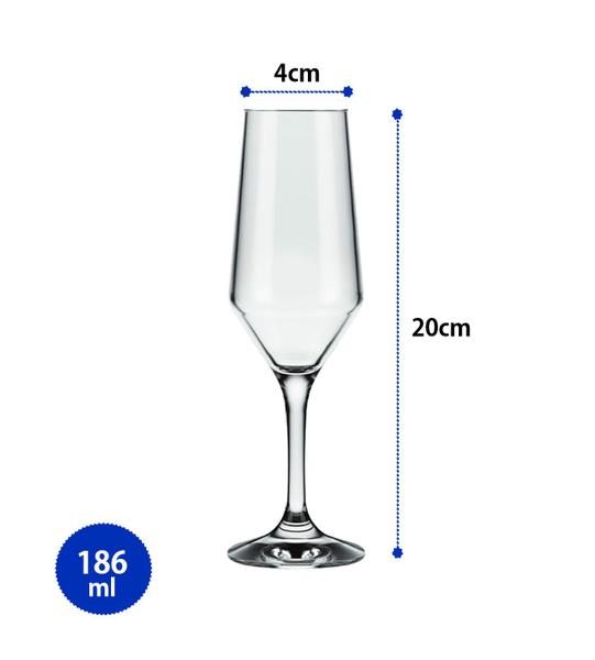 Imagem de Conjunto com 4 Taças de Vidro Buffet 186ml Champagne Espumante Nadir