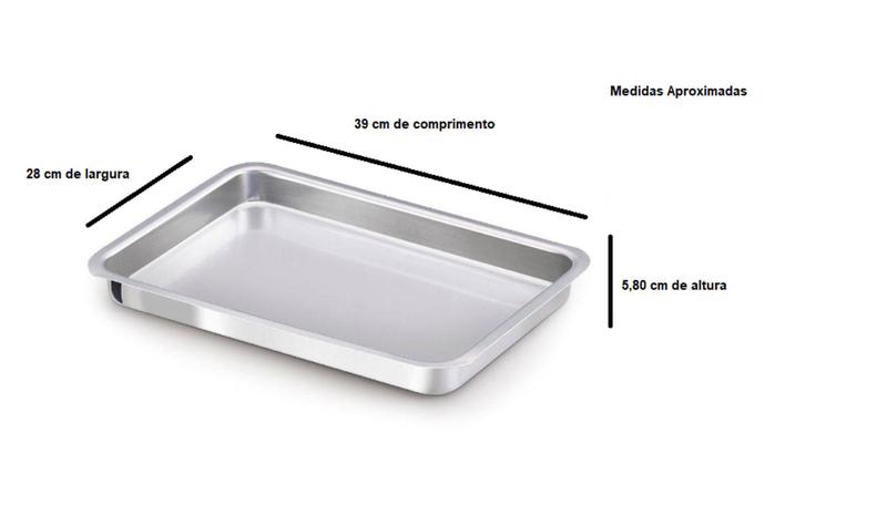 Imagem de Conjunto Com 5 (cinco) Assadeiras Formas Retangular Extra Alta Tamanhos 1 ao 5 Alumínio Grosso IF35