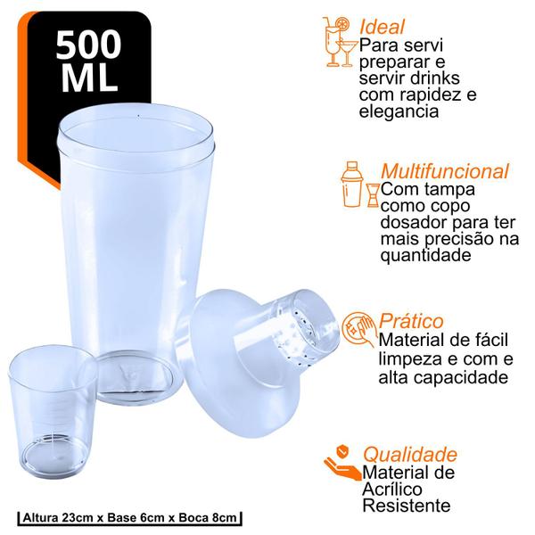 Imagem de Conjunto com 5 coqueteleiras de acrílico para fazer drinks 