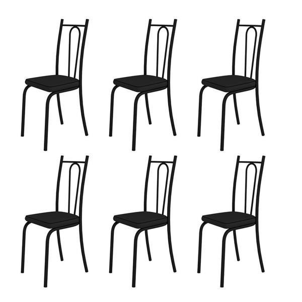 Conjunto Com 6 Cadeiras Tubular Europa 123 Preto Fosco Assento Preto Artefamol Imagem de Conjunto Com 6 Cadeiras Tubular Europa 123 Preto Fosco Assento Preto Artefamol