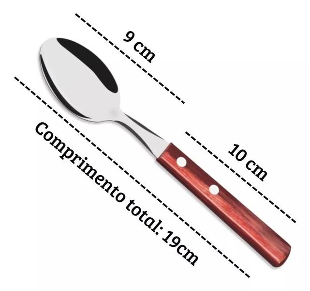 Imagem de Conjunto Com 6 Colheres De Mesa, De Inox Com Cabo De Madeira