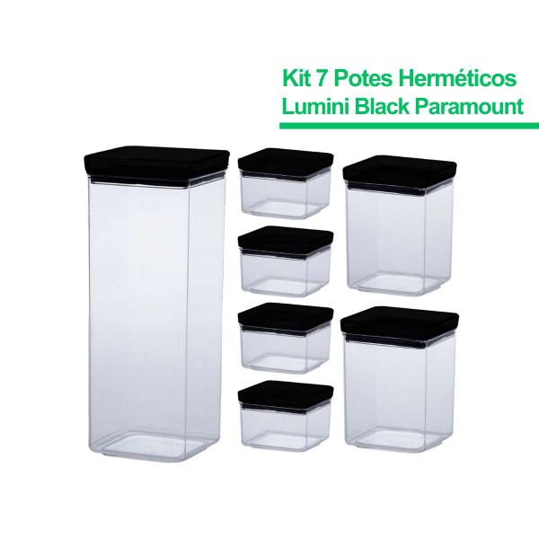 Imagem de Conjunto Com 7 Potes Herméticos Para Alimentos Lumini Black