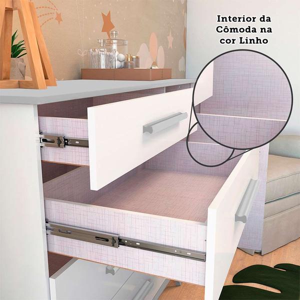 Imagem de Conjunto com Berço e Cômoda 1 PT 4 GV Retrô Branco e Cinza