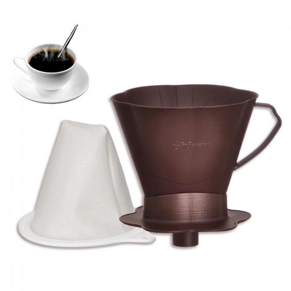 Imagem de Conjunto com Coador e Filtro para Cafe Reutilizavel Marrom  Injetemp 