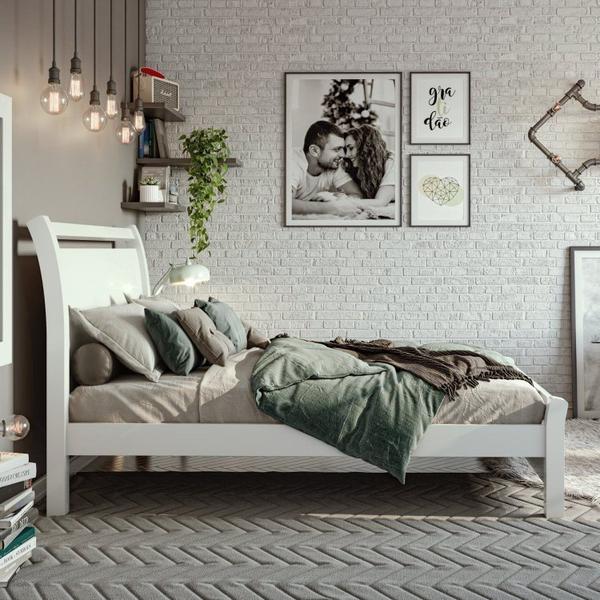 Imagem de Conjunto com Guarda-Roupa Casal com Espelho Toronto Plus e Cômoda Urban e Cama Casal Reali Branco