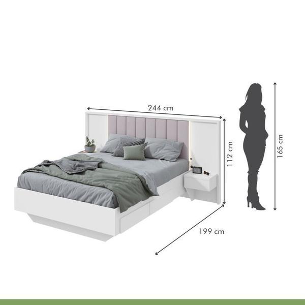 Imagem de Conjunto com Guarda-Roupa Casal Toronto Pluse Cômoda Vedrae Cama Casal Solaris Branco