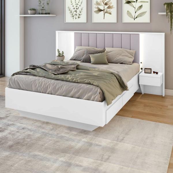 Imagem de Conjunto com Guarda-Roupa Casal Toronto Pluse Cômoda Vedrae Cama Casal Solaris Branco