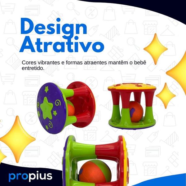 Imagem de Conjunto Com Torre e Bola Chocalho Crianças Brinquedo Diversão Atividades Colorida Divertida Toy Inteligente Audição