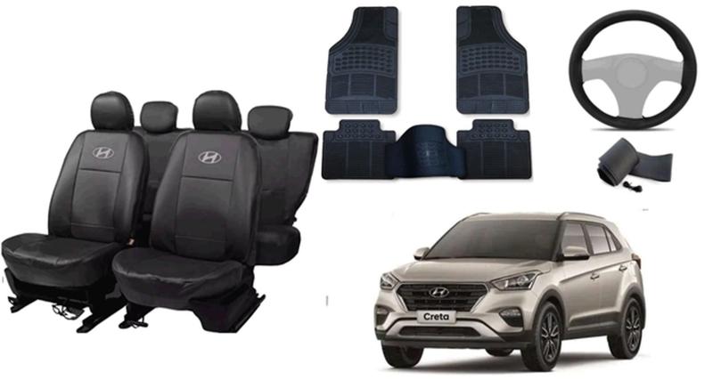 Imagem de Conjunto Completo de Capa de Couro + Capa de Volante + Tapete para Hyundai Creta