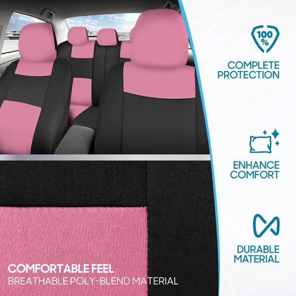 Imagem de Conjunto completo de capas de assento de carro BDK PolyPro rosa sobre preto