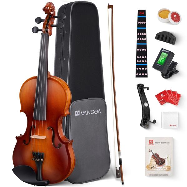 Imagem de Conjunto completo de violino Vangoa tamanho 3/4 para crianças com estojo e acessórios