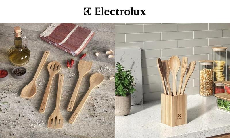 Imagem de Conjunto Completo Electrolux: 6 Utensílios de Bambu Sustentáveis + 4 Potes de Vidro Herméticos com Tampa de Inox