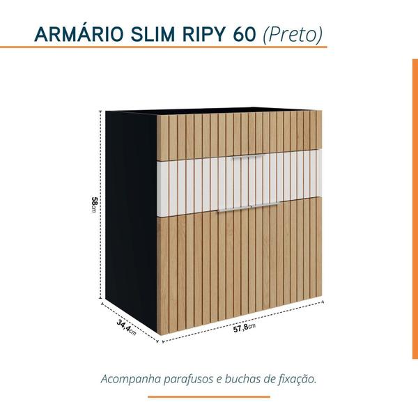 Imagem de Conjunto Completo para Banheiro Slim Kit Ripy 60cm