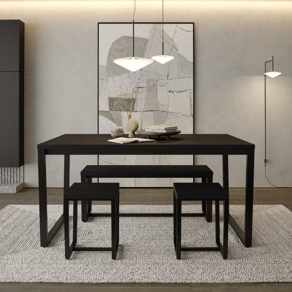 Imagem de Conjunto Concept Mesa 160x90cm 1 Banco 2 Lugares 120 cm e 2 Banquetas CabeCasa MadeiraMadeira