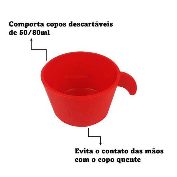 Imagem de Conjunto Copete 12 Porta Copos Descartável Café Vermelho