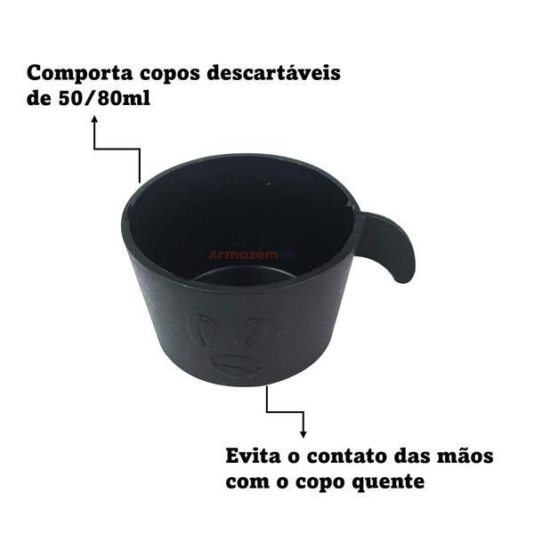 Imagem de Conjunto Copete 24 Porta Copos Descartável Cantinho Café Plástico Preto - AMZ