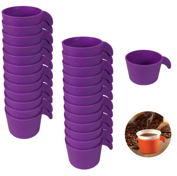 Imagem de Conjunto Copete 24 Porta Copos Descartável Cantinho Do Café Em Plástico Roxo - AMZ