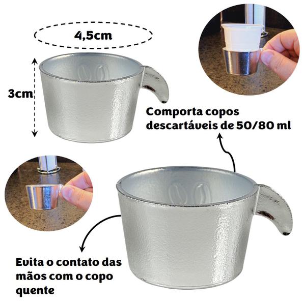 Imagem de Conjunto Copete 30 Porta Copos Descartavel Cantinho Cafe Plastico Cromado - AMZ