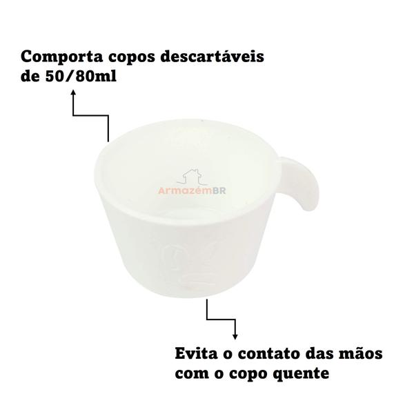 Imagem de Conjunto Copete 36 Porta Copos Descartavel Cantinho Cafe Plastico Branco - AMZ