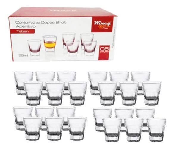 Imagem de Conjunto Copos Shot 55ml - Kit c/ 24 - Vidro Quadrado