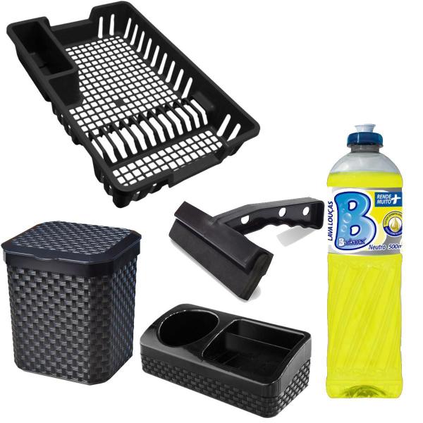 Imagem de Conjunto Cozinha Black 4 Itens + Detergente 500 Ml