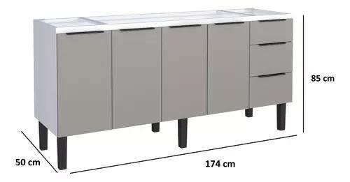 Imagem de Conjunto cozinha jupter 100% aço reforçado 1.80 mt -gabinete + armario aereo - cozimax