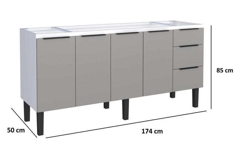 Imagem de Conjunto Cozinha Jupter Gabinete- Aereo  Aço 1.80 Mt Cozimax