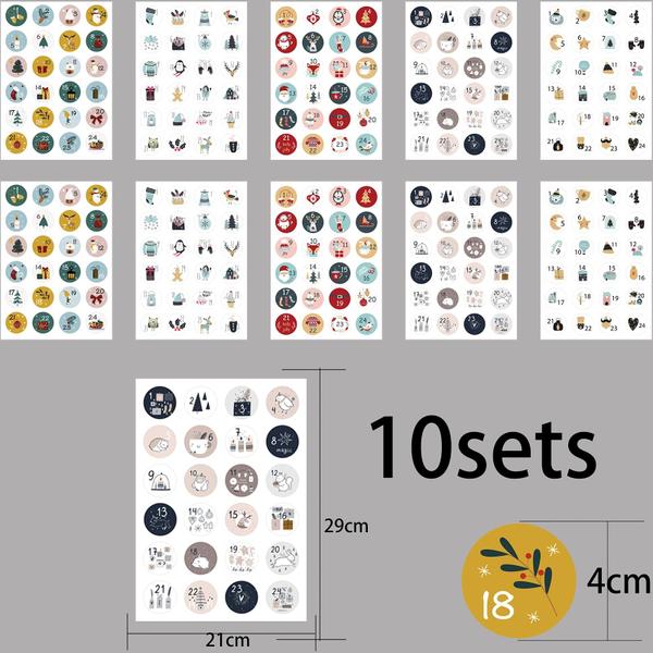 Imagem de Conjunto de 10 adesivos com números do calendário do advento