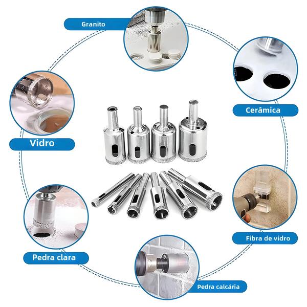 Imagem de Conjunto de 10 Brocas de Serra de Diamante (3-50mm) para Corte de Azulejos