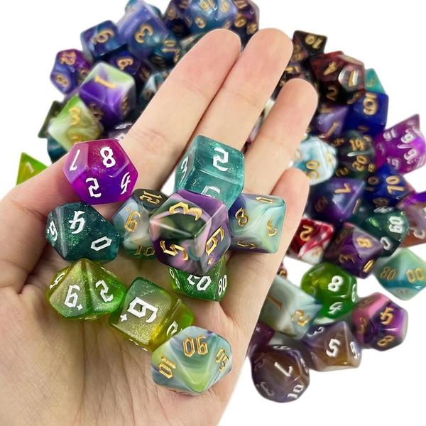 Imagem de Conjunto de 10 Dados Acrílicos para RPG - Cores Mistas com Bolsa