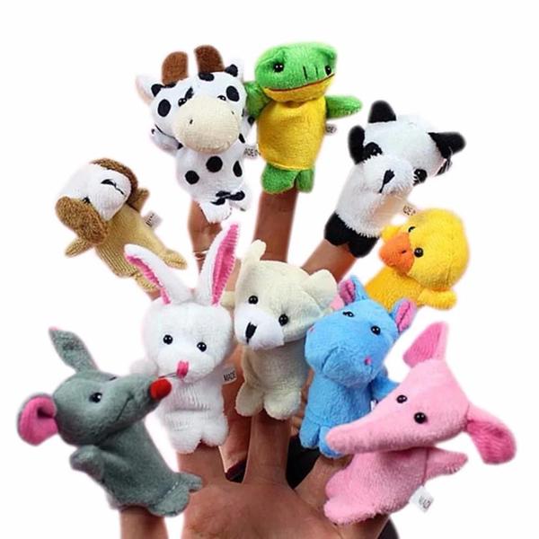 Conjunto de 10 Fantoches de Dedo de Pelúcia - Animais de Desenho Animado Imagem de Conjunto de 10 Fantoches de Dedo de Pelúcia - Animais de Desenho Animado