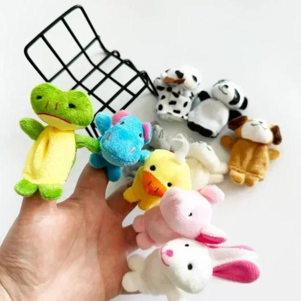 Conjunto de 10 Fantoches de Dedo de Pelúcia - Animais de Desenho Animado Imagem de Conjunto de 10 Fantoches de Dedo de Pelúcia - Animais de Desenho Animado