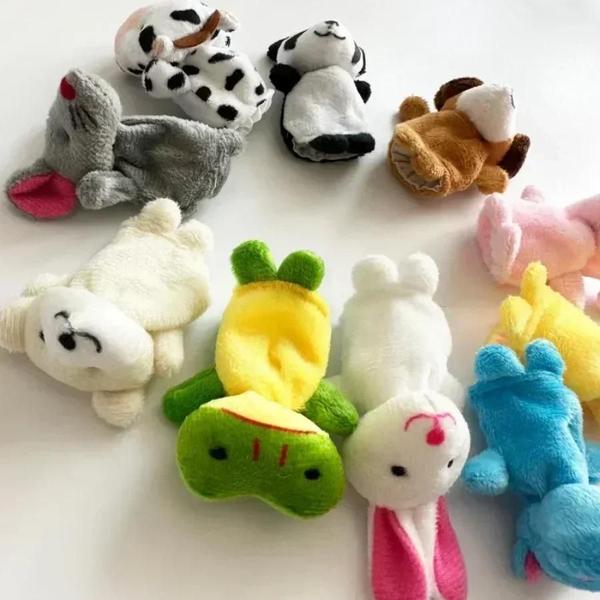 Conjunto de 10 Fantoches de Dedo de Pelúcia - Animais de Desenho Animado Imagem de Conjunto de 10 Fantoches de Dedo de Pelúcia - Animais de Desenho Animado