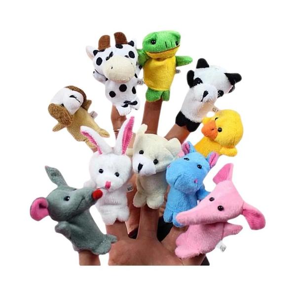 Conjunto de 10 Fantoches de Dedo de Pelúcia - Animais de Desenho Animado Imagem de Conjunto de 10 Fantoches de Dedo de Pelúcia - Animais de Desenho Animado