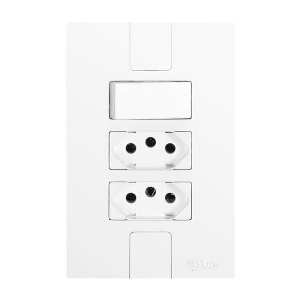 Imagem de Conjunto de 10 Interruptores de 1 Tecla Simples e 2 Tomadas 2p+t 20A , Modular, com Placa 4x2 Branco