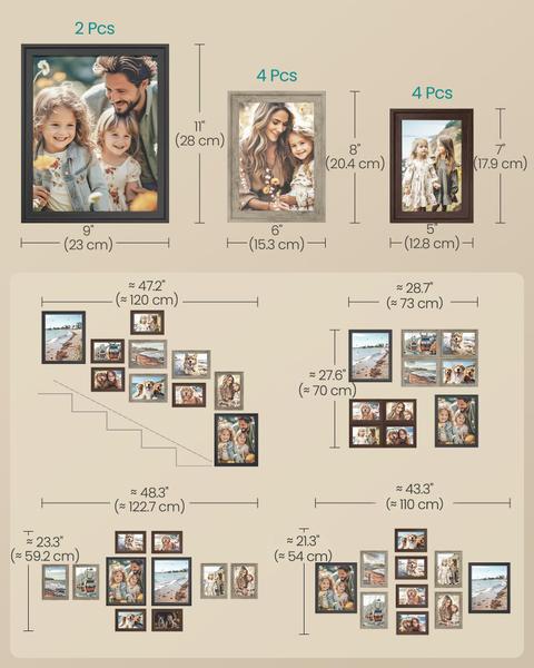 Imagem de Conjunto de 10 porta-retratos SONGMICS com 16 tapetes 8x10 5x7 4x6