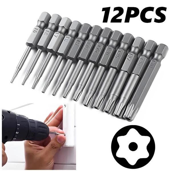 Imagem de Conjunto de 12 Brocas Torx Magnéticas 1/4" - Haste Hexagonal T5-T40