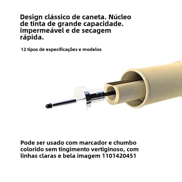 Imagem de Conjunto de 12 Canetas Marcadoras com Ponta de Micron e Tinta Pigmentada
