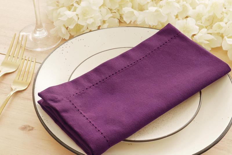 Imagem de Conjunto de 12 guardanapos de jantar em tecido PurpleEssences Hemstitch