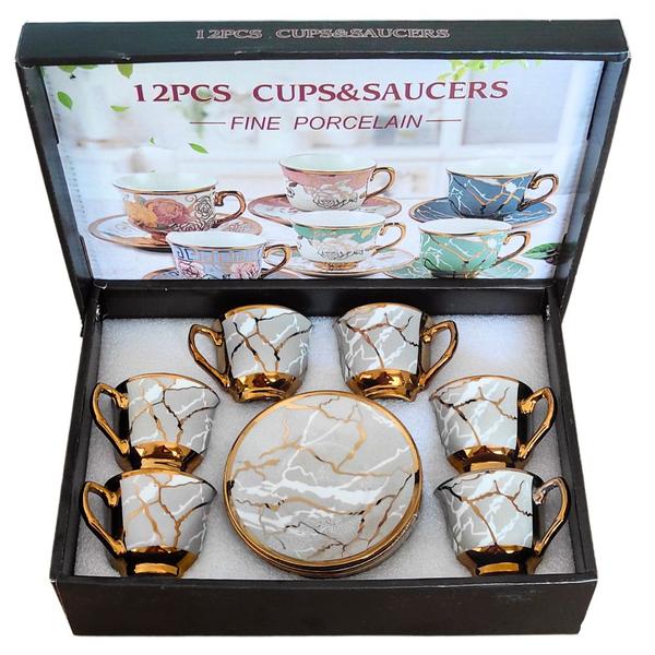 Imagem de Conjunto De 12 Peças Linha Premium De Café e Chá De Porcelana Chinesa Top CORES E MODELOS