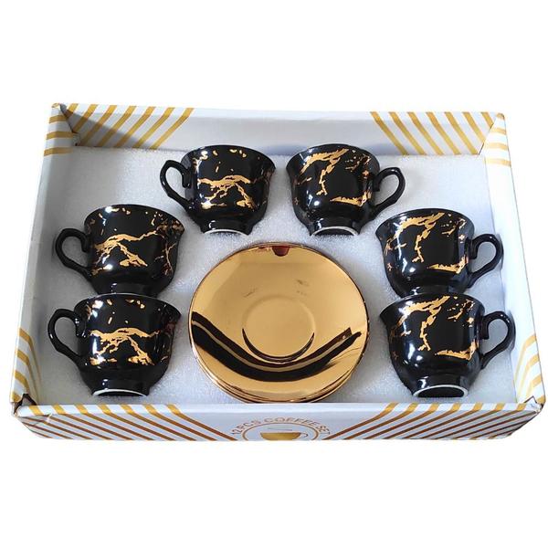 Imagem de Conjunto De 12 Peças Xicara   De Café e Chá De Porcelana Chinesa Top Cor Preto 80ML