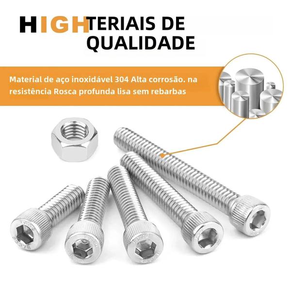 Conjunto de 150 Parafusos e Porcas de Aço Inoxidável M3 - Cabeça Sextavada Imagem de Conjunto de 150 Parafusos e Porcas de Aço Inoxidável M3 - Cabeça Sextavada