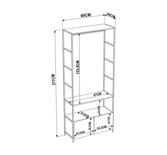 Imagem de Conjunto de 2 Estantes Guarda-Roupa para Closet com 5 Gavetas Industrial Artesano