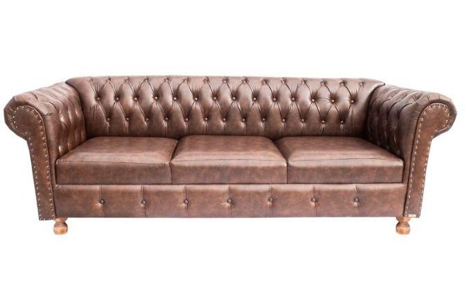 Imagem de Conjunto de 2 Sofás Chesterfield Luiz XV 1,80M Corano Marrom sala de estar/recepção/ barbearia