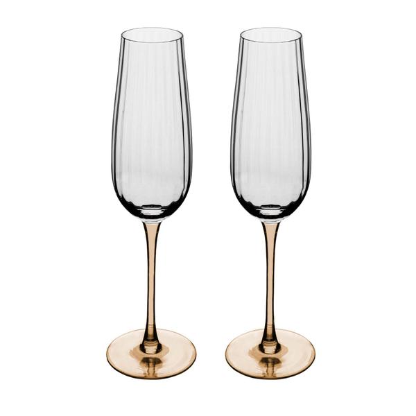 Imagem de Conjunto de 2 Taças de Champanhe de Vidro com Haste Âmbar Classic 230ml - Wolff