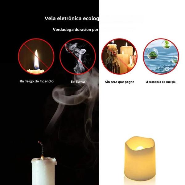 Imagem de Conjunto de 24 Velas LED Sem Chama - Decoração de Natal e Halloween