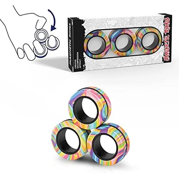 Imagem de Conjunto de 3 Anéis Magnéticos Fidget Toys para Adultos - Ótimo Presente