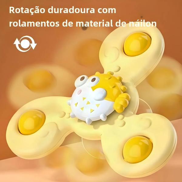 Imagem de Conjunto de 3 Brinquedos de Banho para Bebês com Ventosa, Girador e Chocalhos