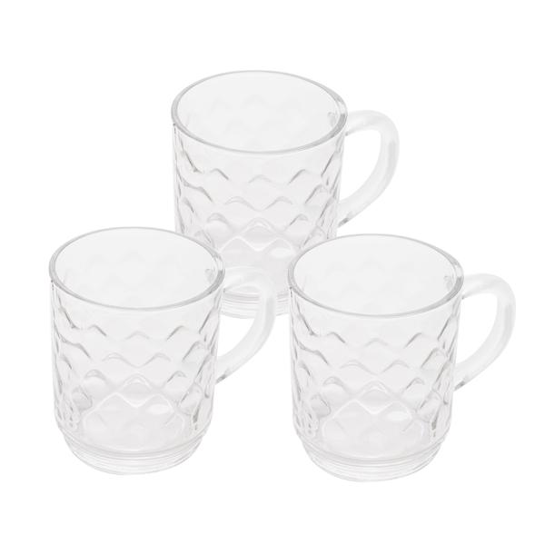 Imagem de Conjunto de 3 Canecas Para Café De Vidro Diamond 250ml